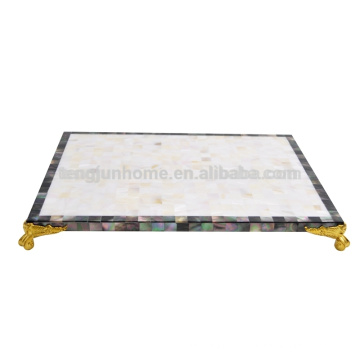 Black MOP e Freshwater Shell Mat tabela com canto dourado